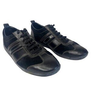 Louis Vuitton Mens Black Leather Suede Low Top Sneakers Trainers Size US 10